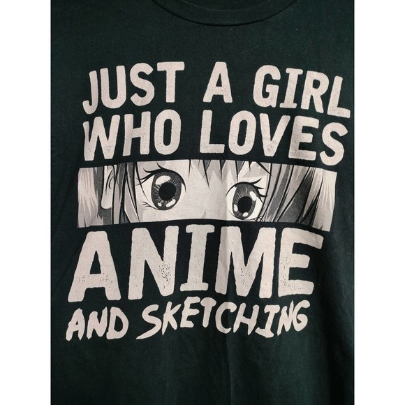 Graphic print Anime and sketching black t-shirt woman size medium to large - Picture 2 of 3